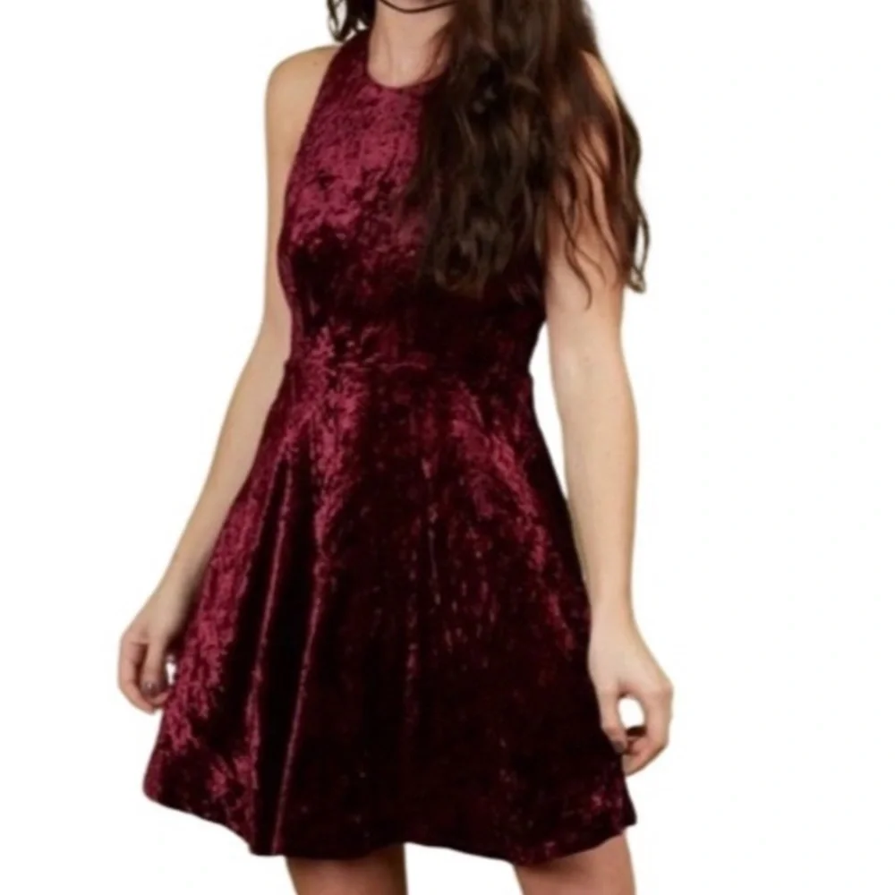 Altar’d State Hennepin Velvet Dress in Wine Tasting Size Small NWT